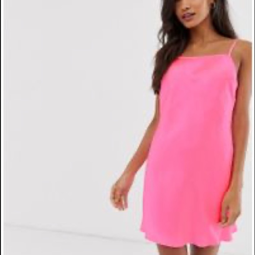 Neon Pink ASOS Design Satin Slip Dress Size 4